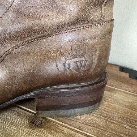 Raywelt Brown Leather Square Toe Fringe Roper Lace Up Ankle Boot Size  7.5 - Picture 3 of 17